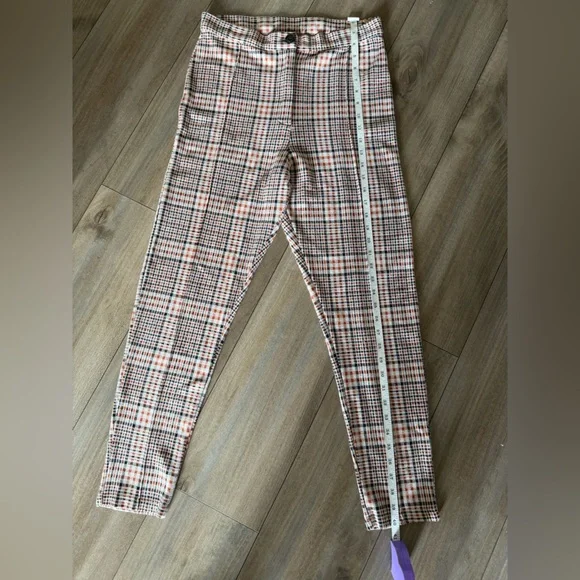 Free People Plaid Leggings in Cream and Black - Picture 6 of 16